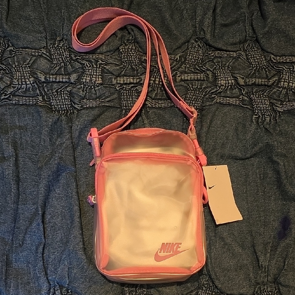 Nike Pink and White Crossbody Bag